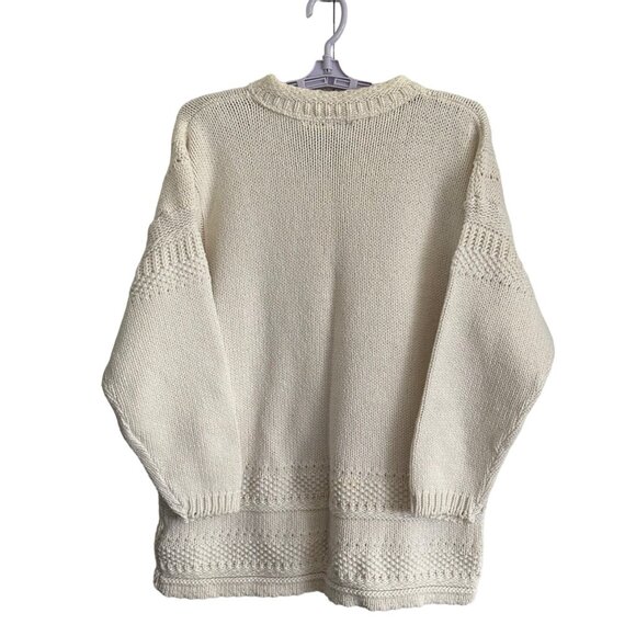 Vintage Hunt Club Women's Cream Made In USA Cotton Sweater SZ Large Academia - Picture 2 of 9